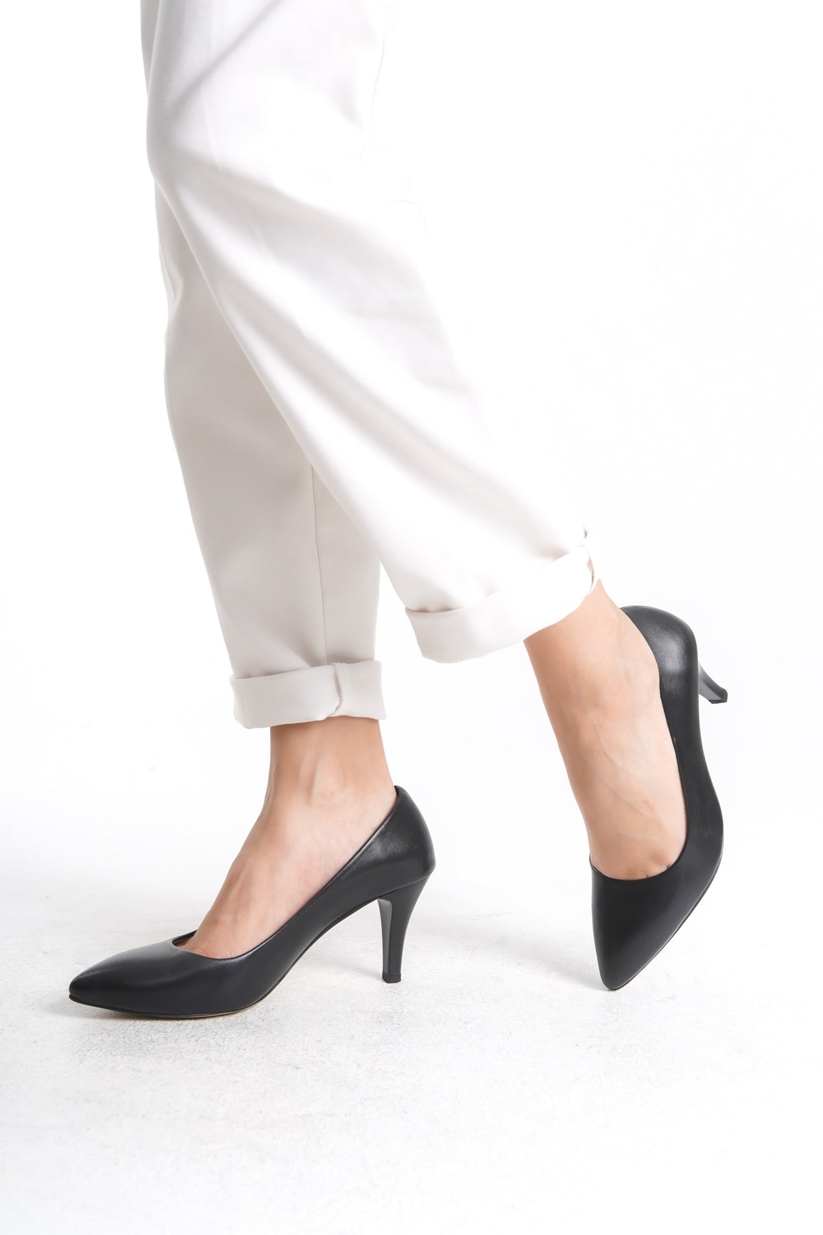 Hakiki Deri Bej Kadın Stiletto | OBEN AYAKKABI