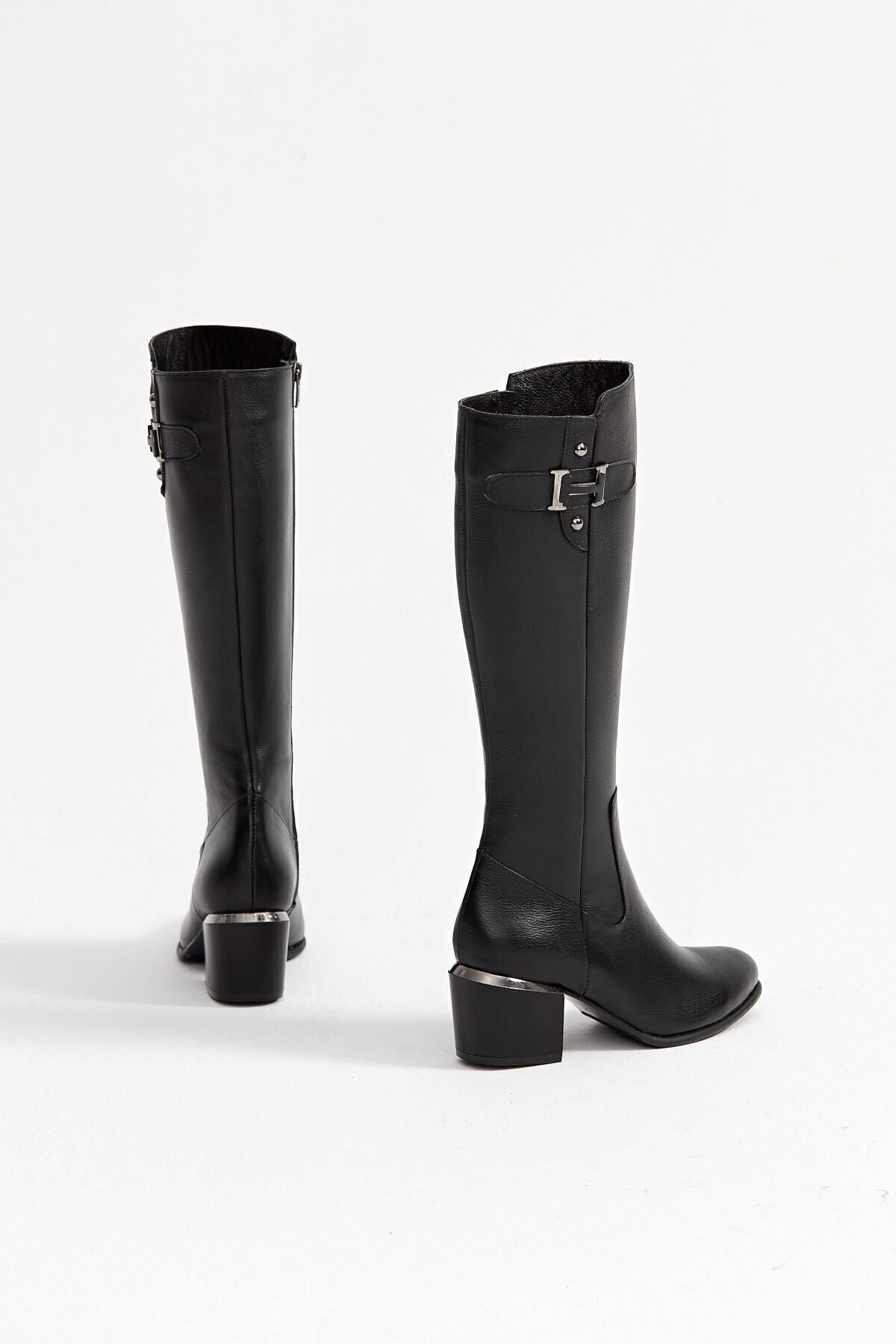 Kadın Hakiki Deri Topuklu, El Yapımı, Fermuarlı, Şık Tasarım Bej Çizme | OBEN AYAKKABI